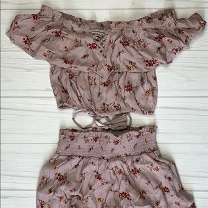 NWT American eagle matching set floral mauve